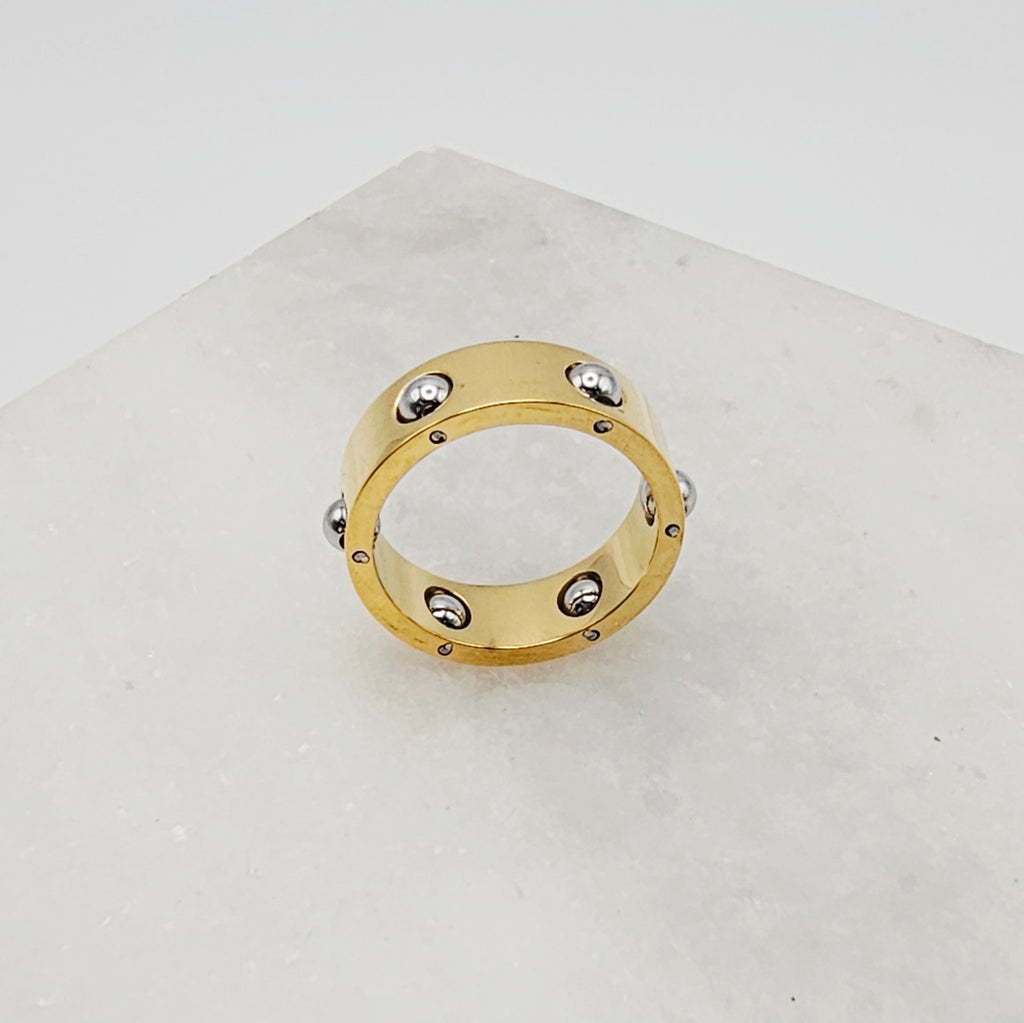 WILLOW TWO TONED STATEMENT RING WATER RESISTANT