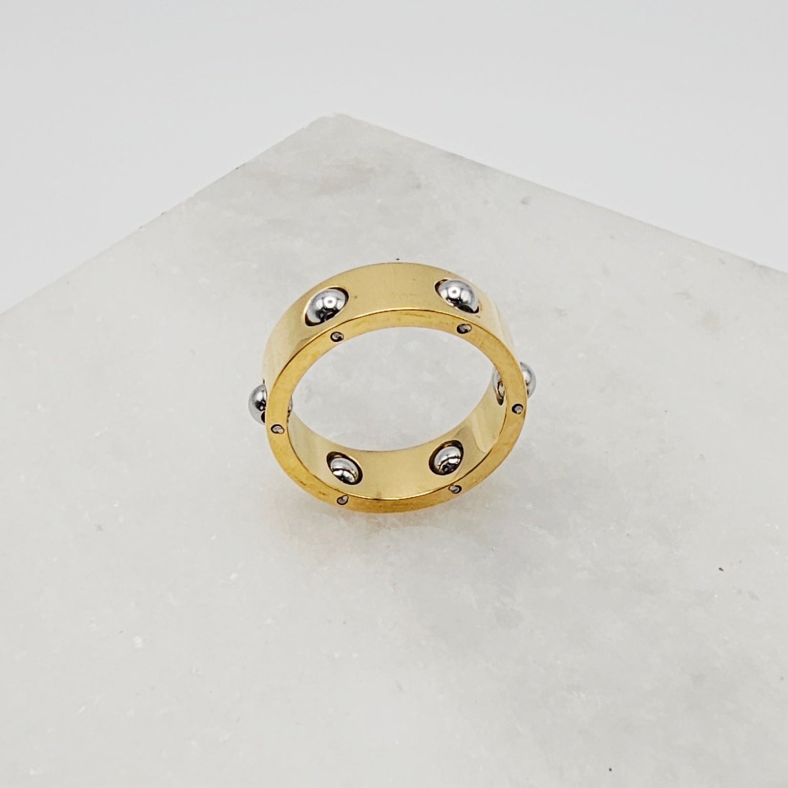WILLOW TWO TONED STATEMENT RING WATER RESISTANT