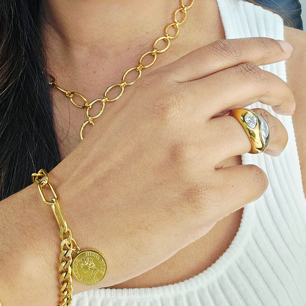 EMME TWO TONED DELICATE RING WATER RESISTANT