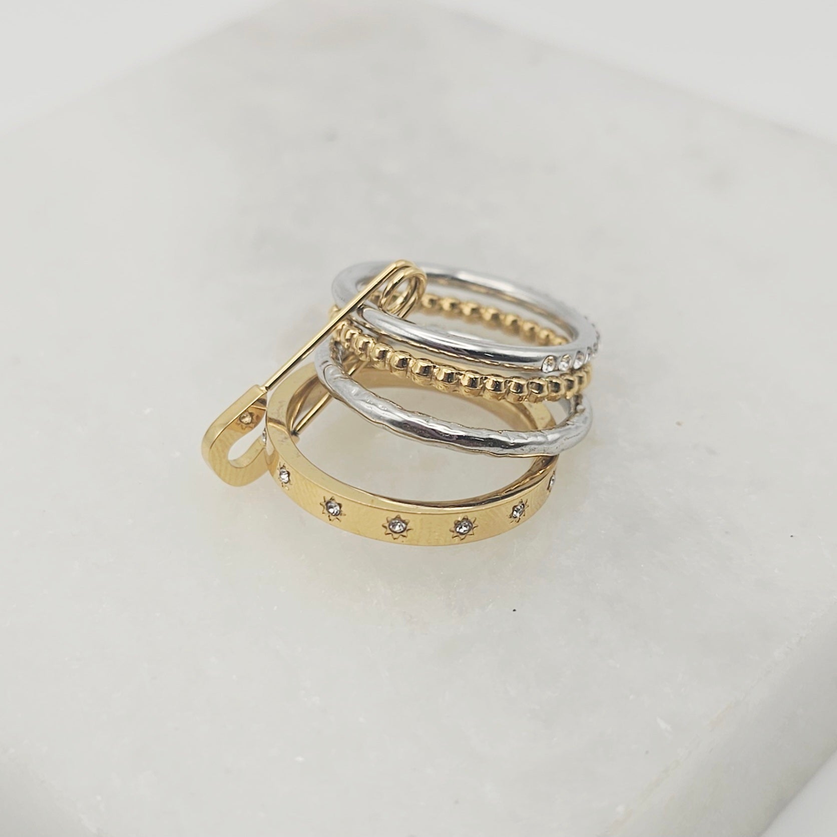 CHARLIE TWO TONED RING STACKABLE EVERYDAY WEAR