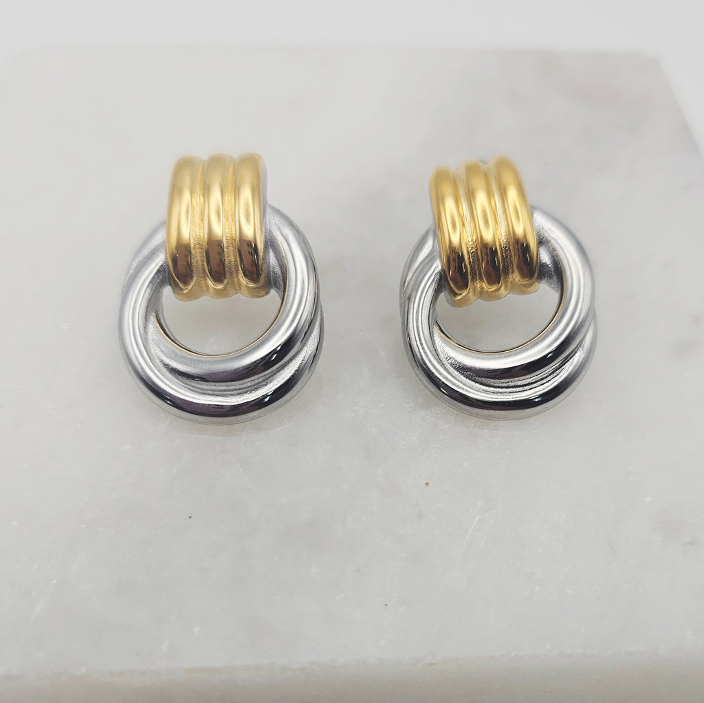 HARPER TWO TONED EARRING WATER RESISTANT