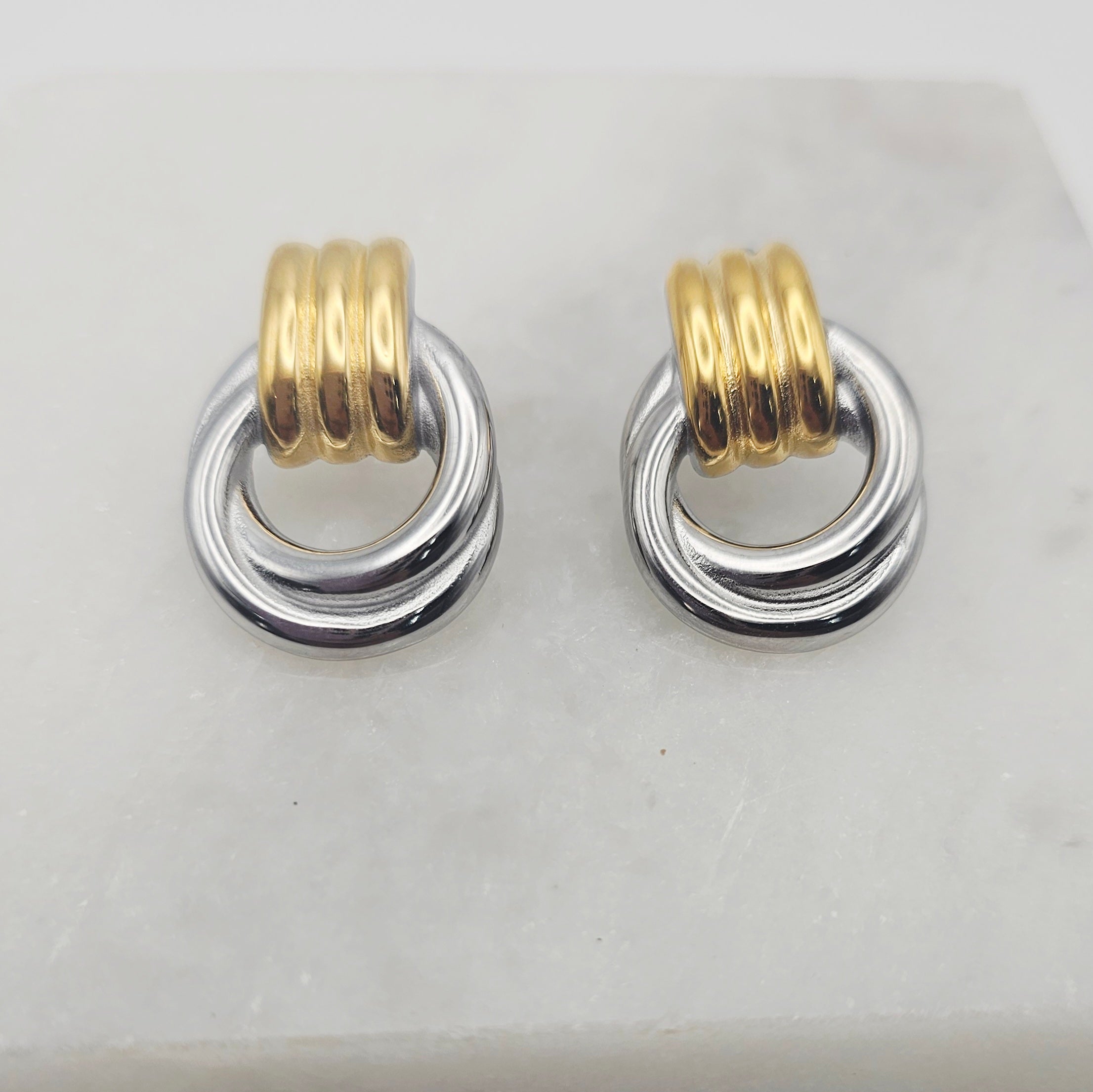 HARPER TWO TONED EARRING WATER RESISTANT