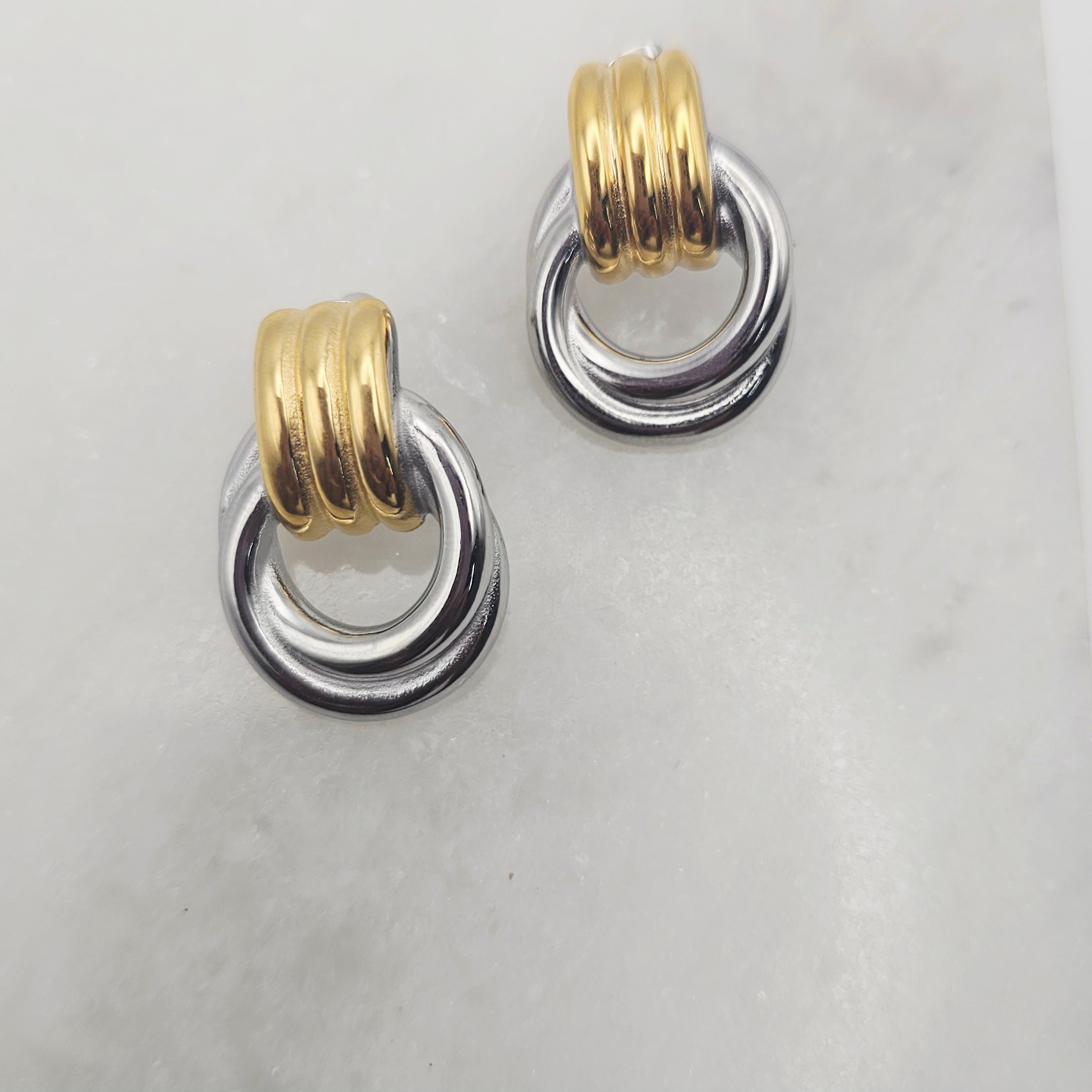 HARPER TWO TONED EARRING WATER RESISTANT