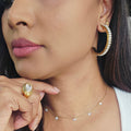 ELIA CLASSIC GOLD AND DIAMOND HOOP WATER RESISTANT