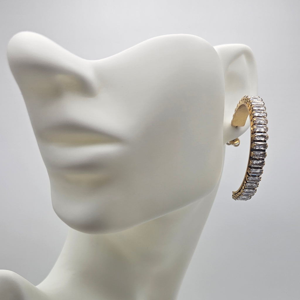 ELIA CLASSIC GOLD AND DIAMOND HOOP WATER RESISTANT