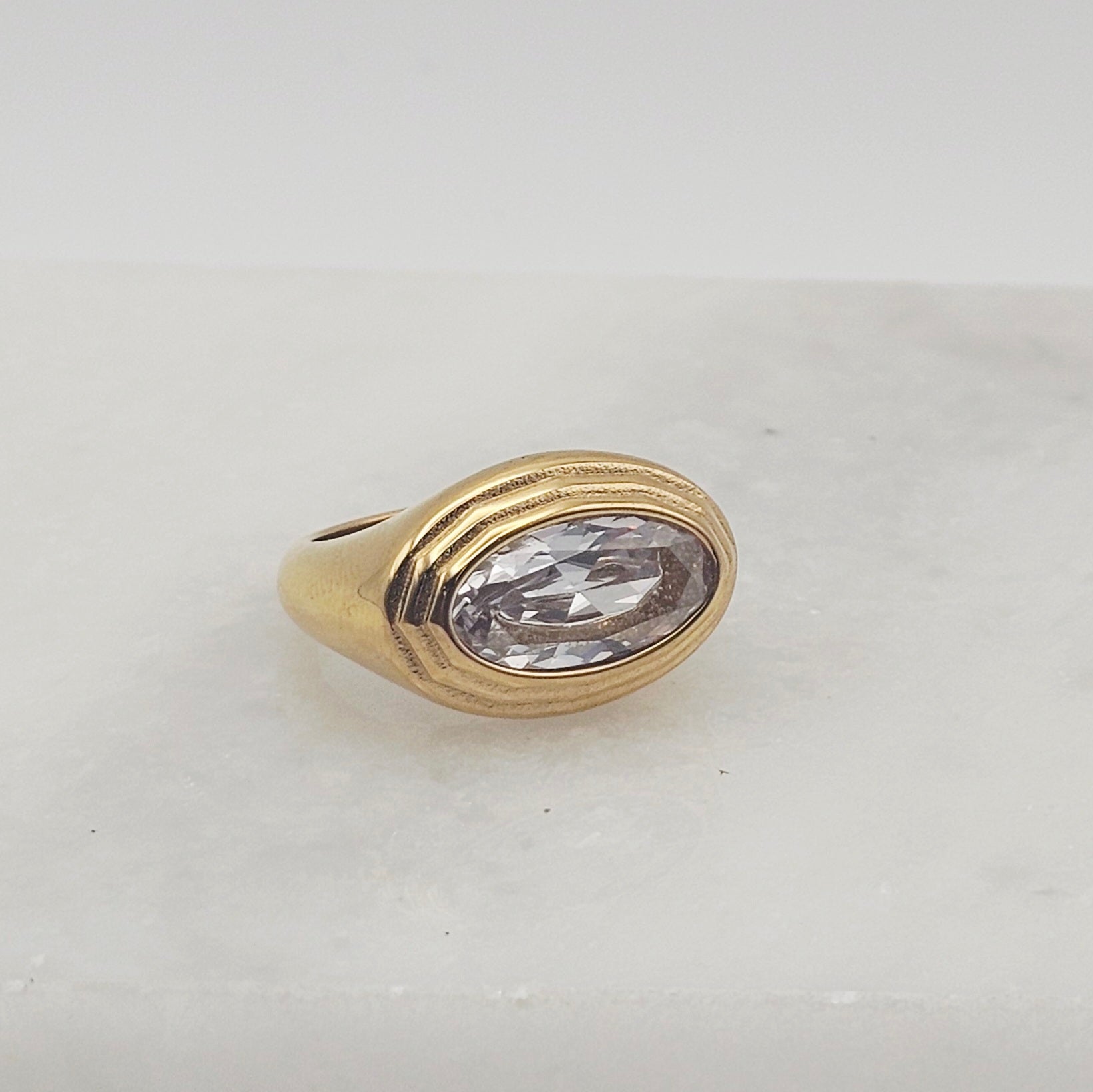 CARLY GOLD DIAMOND RING WATER RESISTANT