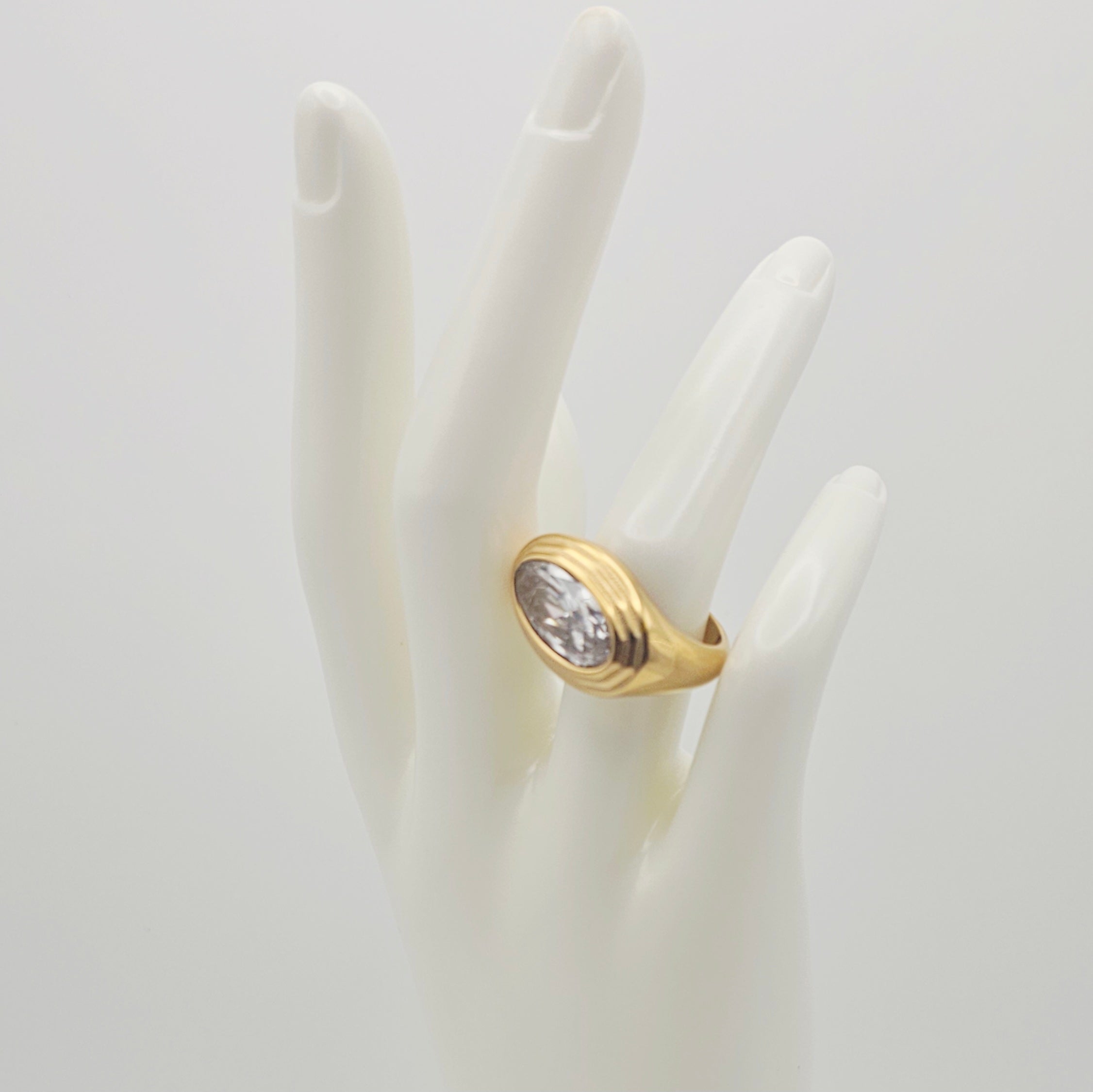 CARLY GOLD DIAMOND RING WATER RESISTANT