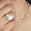 CHAIN-LINK PEARL NECKLACE GOLD