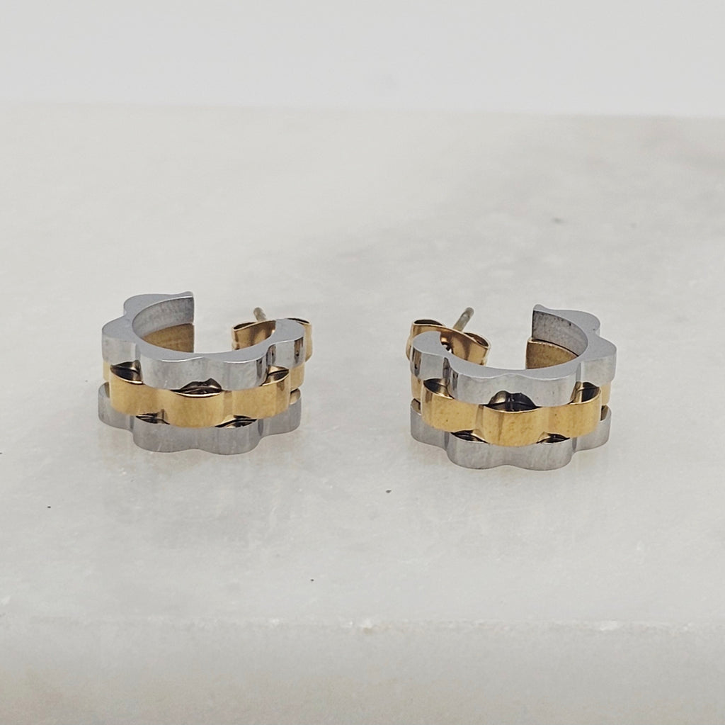 KAIA ROLLY WATCH EARRINGS TWO TONED