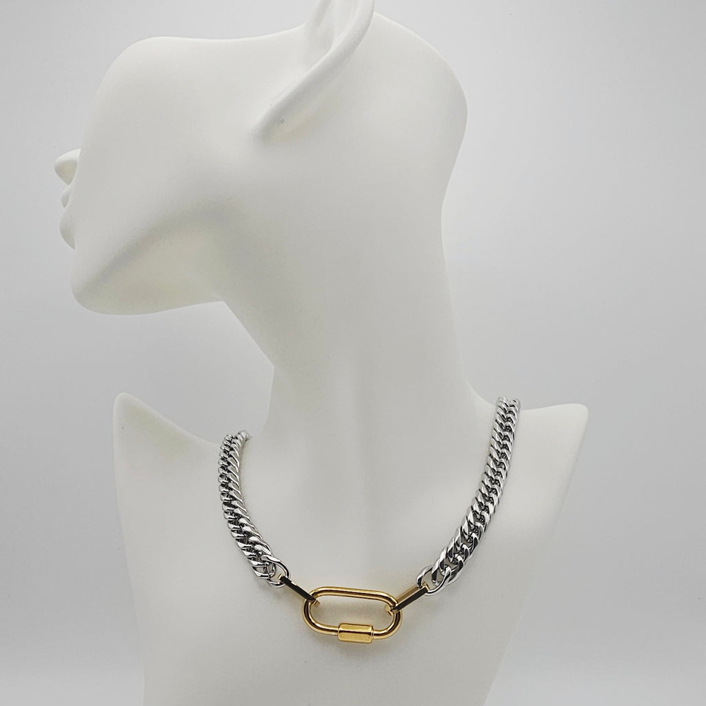 CHUNKY CHAIN-LINK TWO TONE NECKLACE