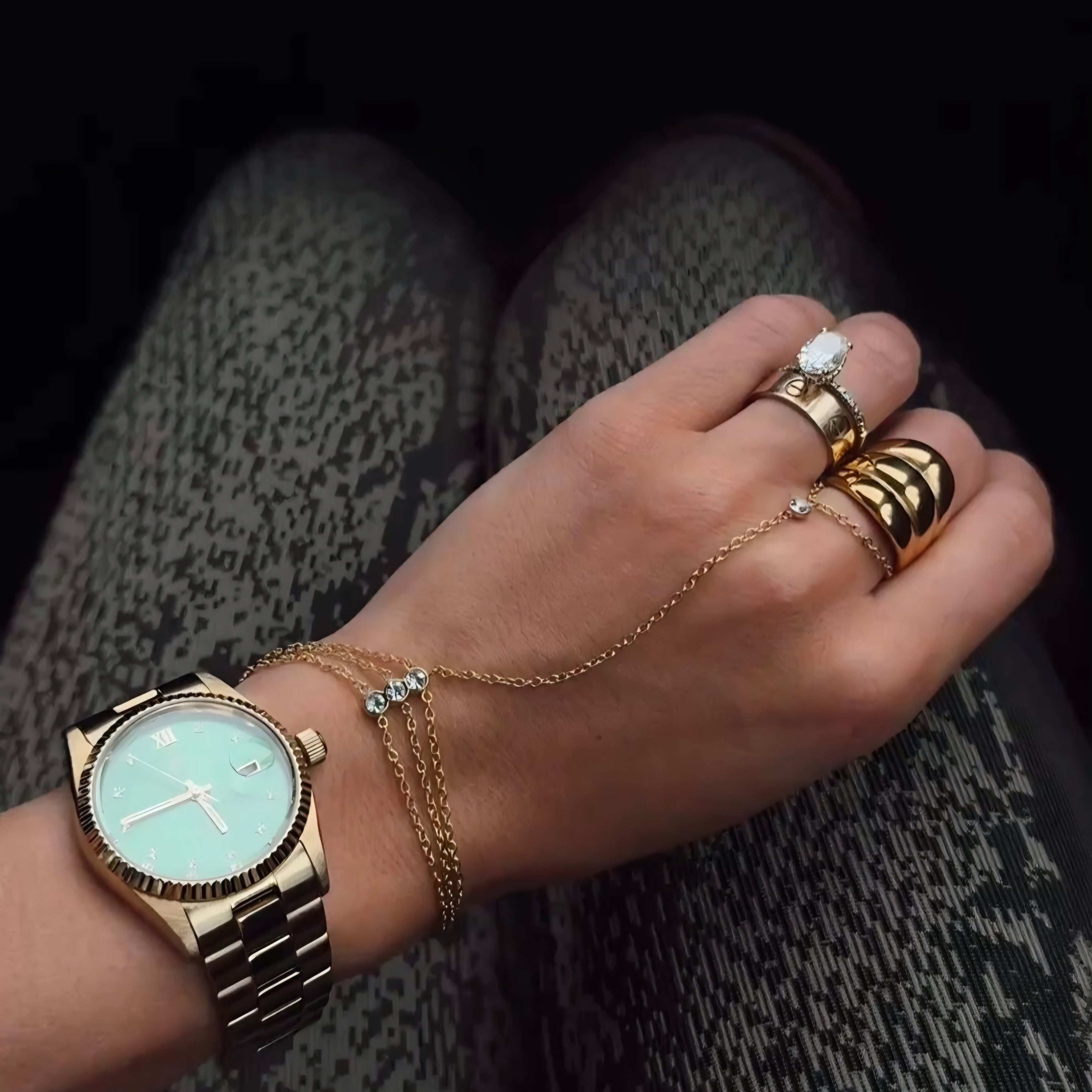 3 LAYER HAND CHAIN GOLD WATER RESISTANT