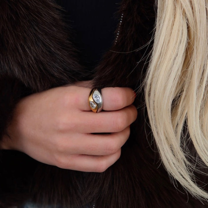 EMME TWO TONED DELICATE RING WATER RESISTANT
