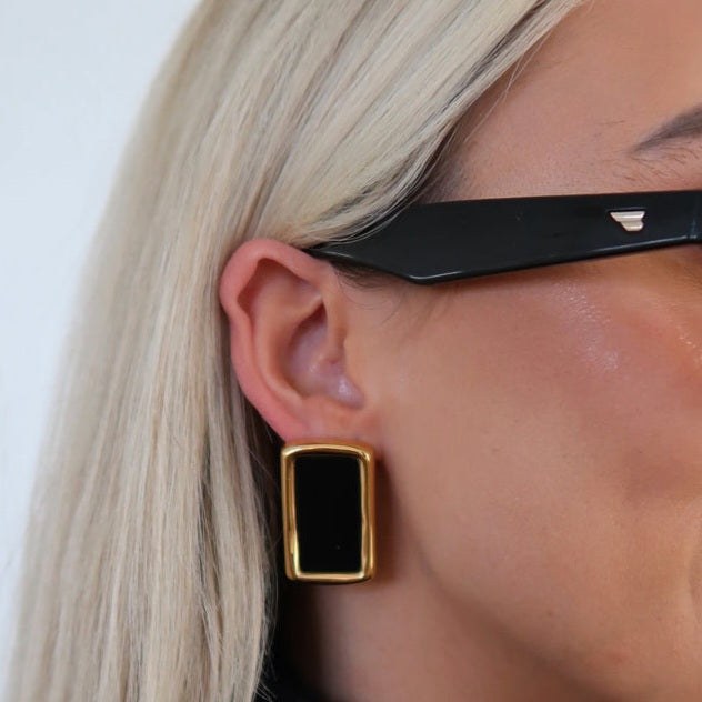 BROOKE EARRING CLASSIC GOLD AND BLACK