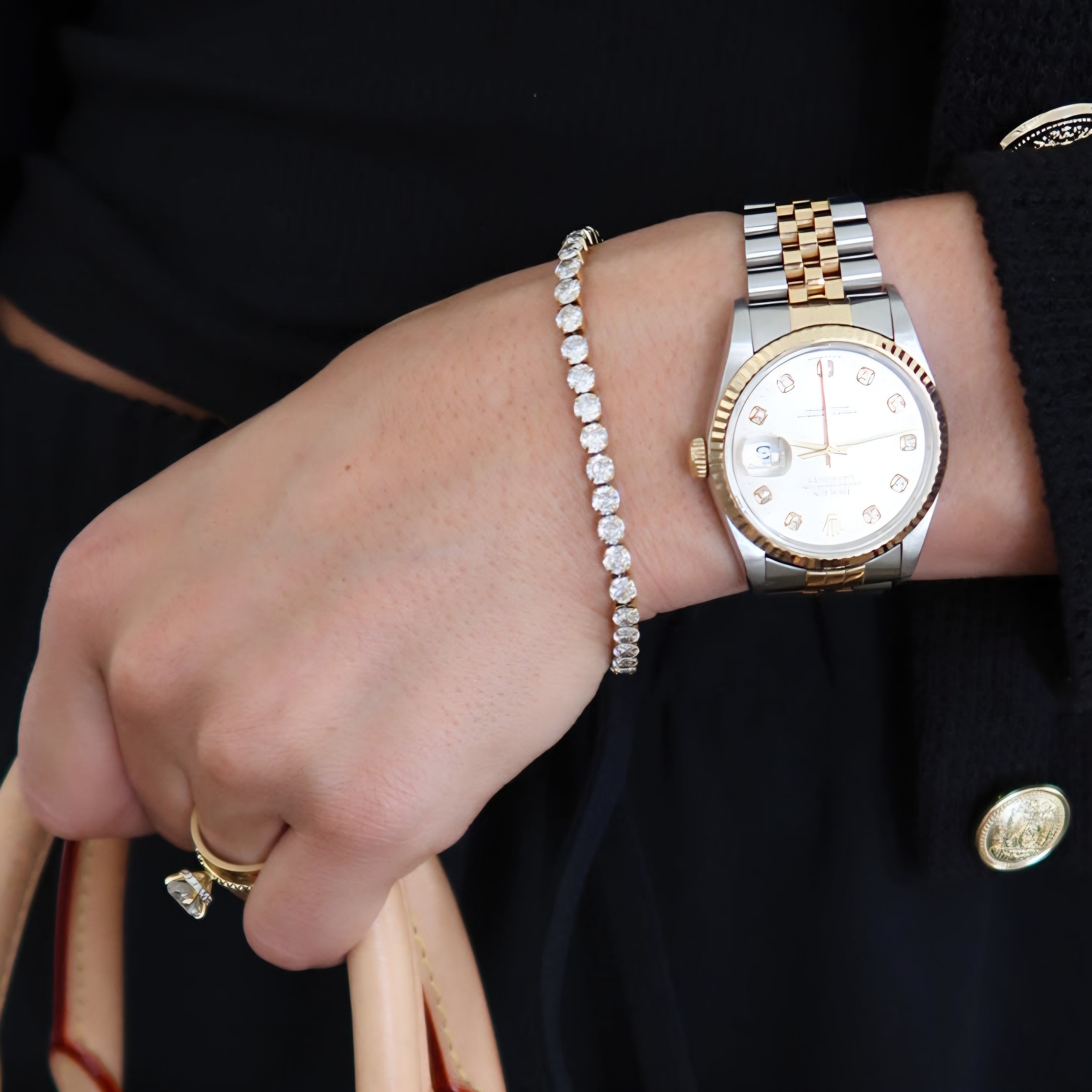 ELLA DIAMOND TENNIS BRACELET GOLD WATER RESISTANT