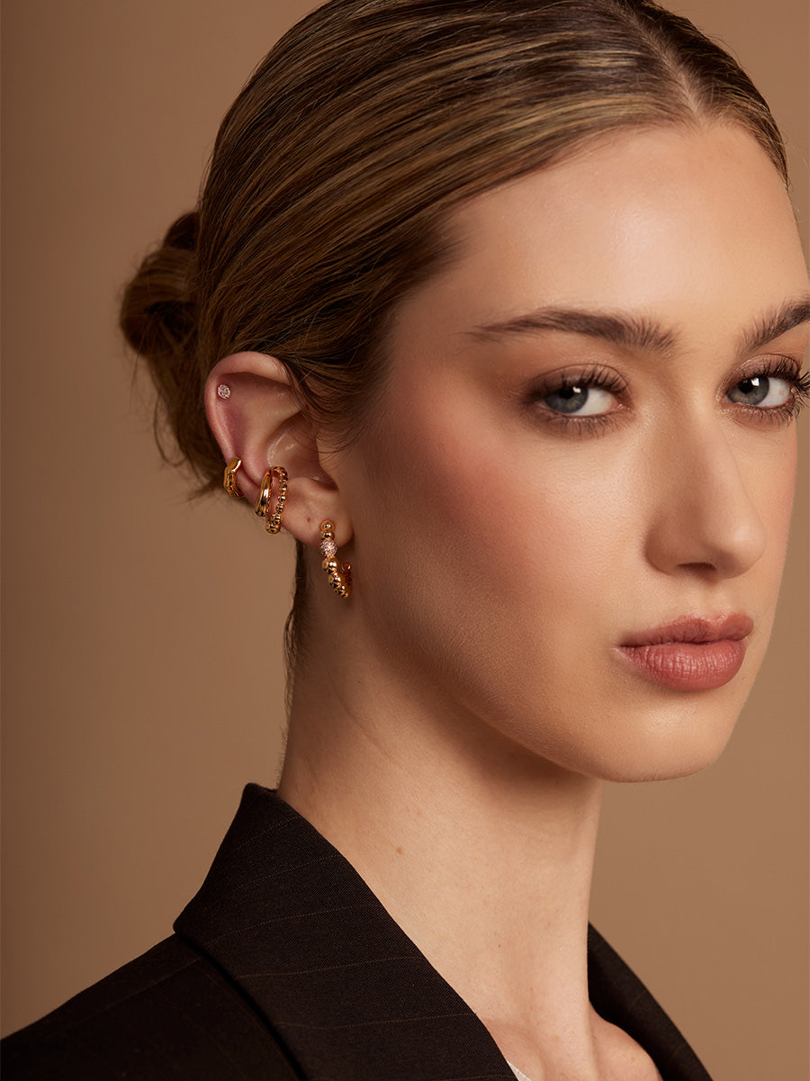 AURELLE EAR CUFF GOLD TEXTURED EVERYDAY STATEMENT JEWELRY