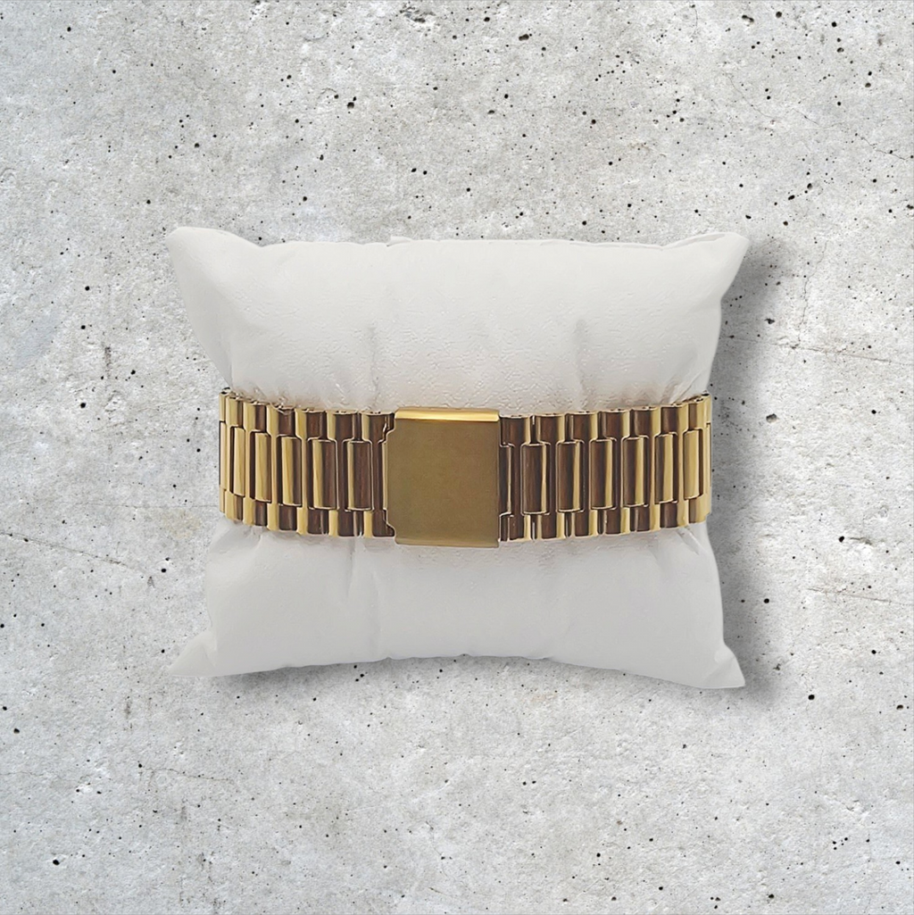 THICK GOLD WATCH BAND BRACELET WATER RESISTANT