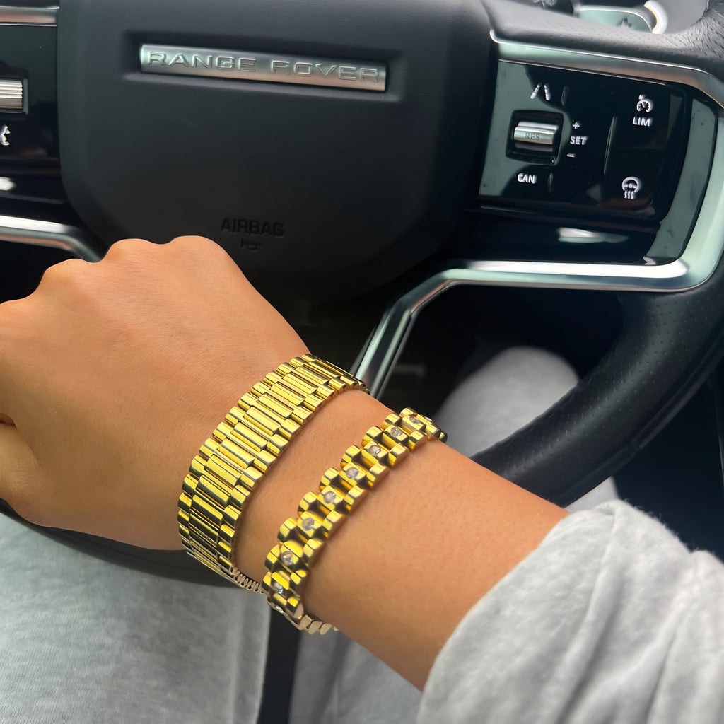 THICK GOLD WATCH BAND BRACELET WATER RESISTANT